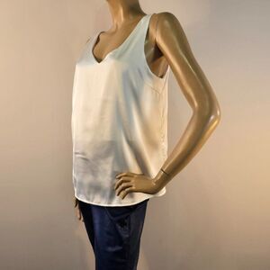 Ekouaer Womens Silk Satin Tank Top V Neck Casual Camisole White Medium